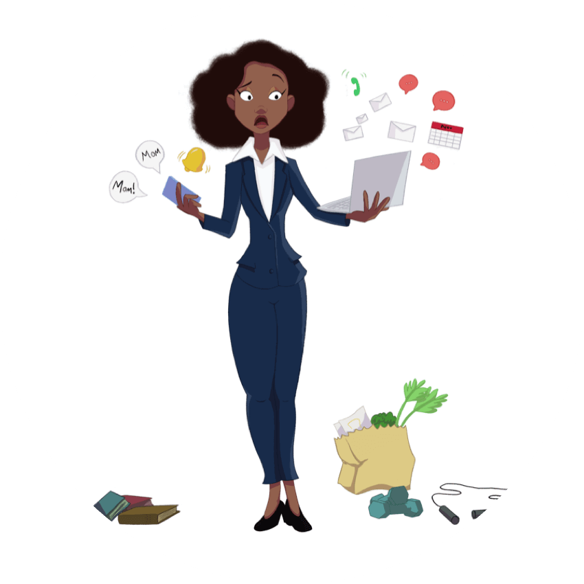 Illustration of an overwhelmed woman